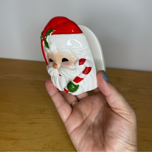 Vintage Norcrest Santa Claus Napkin Christmas Card Holder 4” Ceramic Japan - Picture 4 of 17